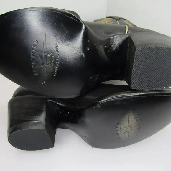 NEW IDYLLWIND Womens Go West Western Cowboy Boots Black Leather Studs Size 8.5