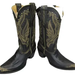 NEW IDYLLWIND Womens Go West Western Cowboy Boots Black Leather Studs Size 8.5