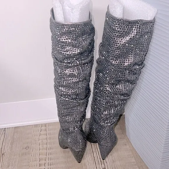 NEW INC International Concepts Studded Boots  Women shows |  Pewter | 5, 5.5, 6