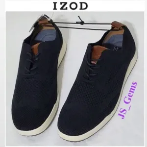 New Izod Black Knit &amp; White Men’s Casual Oxford Shoes