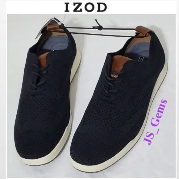 New Izod Black Knit &amp; White Men’s Casual Oxford Shoes