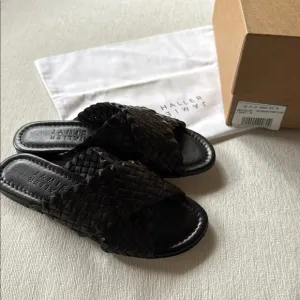 New Jamie Haller Black Woven Slide Sandals