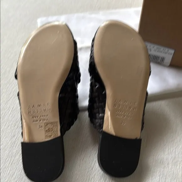 New Jamie Haller Black Woven Slide Sandals