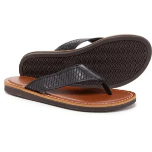 NEW Johnston &amp; Murphy Norris Laser-Weave Flip-Flops - Leather For Men Black 362s