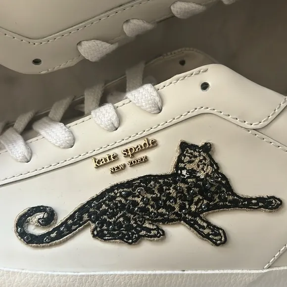 NEW Kate Spade Ace Leopard Lace-Up Low Top Sneakers w/Extra Shoe Lace, Size 11
