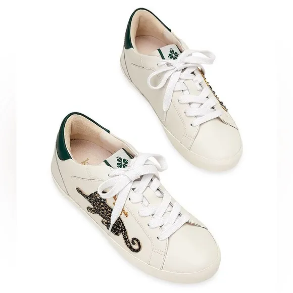 NEW Kate Spade Ace Leopard Lace-Up Low Top Sneakers w/Extra Shoe Lace, Size 11