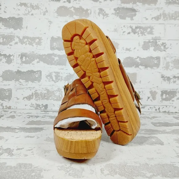 NEW Korks By Korkease Womens Fraya Brown Vegan Strappy Platform Sandals M283