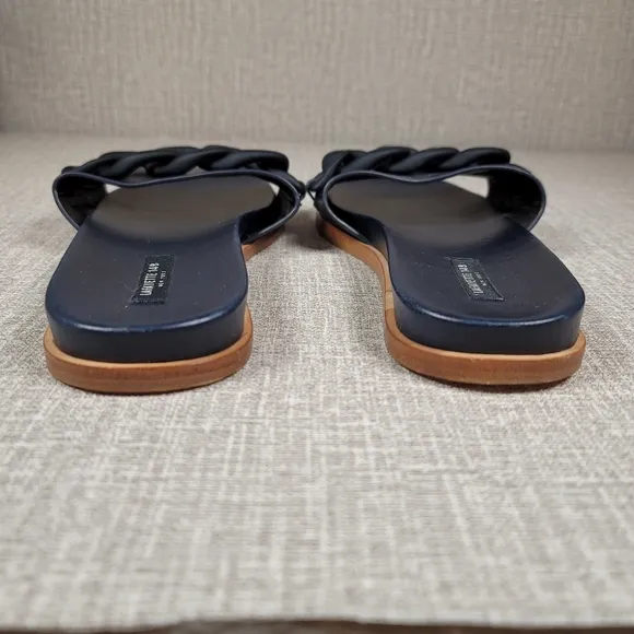 NEW Lafayette 148 Blue Slides Women's Size 10 Leather Mules SAMPLE Shoes RARE!