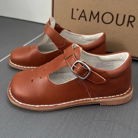 New L'Amour Joy Brown Cognac Leather Shoes, size 12, NWT