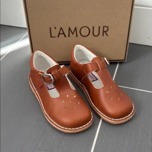New L'Amour Joy Brown Cognac Leather Shoes, size 12, NWT