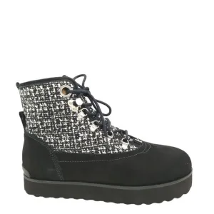 NEW Larroude Vail Boots Womens 7.5 Suede Tweed Dark Academia Chic Twee Old World