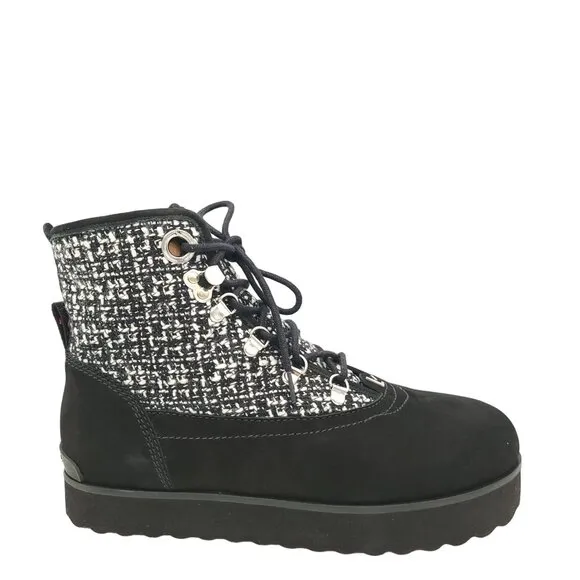 NEW Larroude Vail Boots Womens 7.5 Suede Tweed Dark Academia Chic Twee Old World