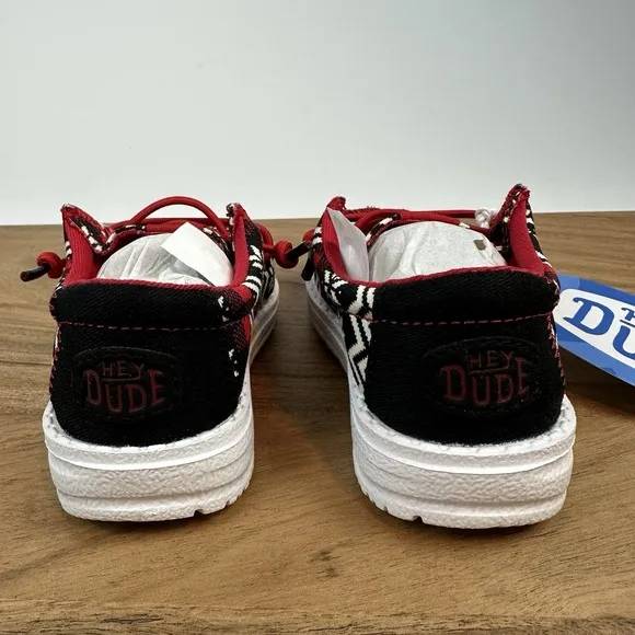 New Little Kids Hey Dude Wally Toddler Ugly Sweater Black/Red/Wht Shoes Size 7 C