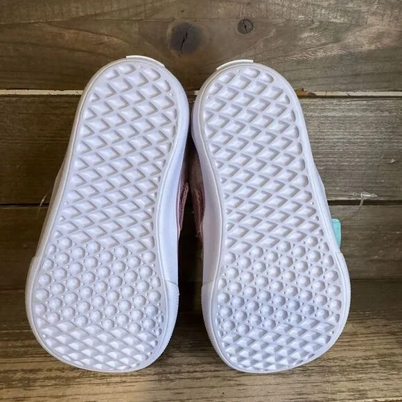 New Little Kids Vans Classic Slip On Comfy Cush‎ Pink Velvet Shoes Sneakers 7 C