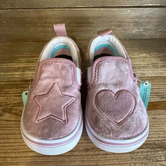 New Little Kids Vans Classic Slip On Comfy Cush‎ Pink Velvet Shoes Sneakers 7 C