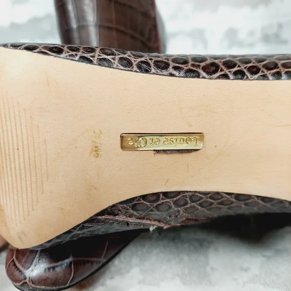 New Louise et Cie Waldron Brown Crocodile Pattern Knee-High Boots K771