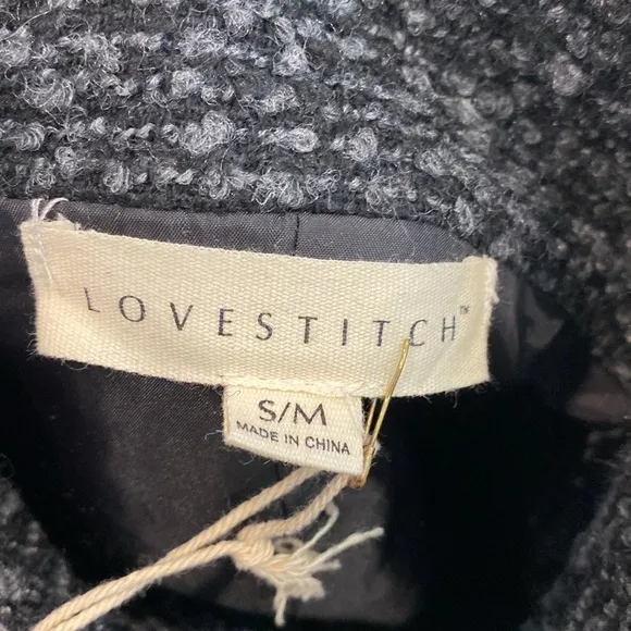 NEW Love stitch Central Park Cape Coat  Chic Double-Breasted Gray Coat size S/M