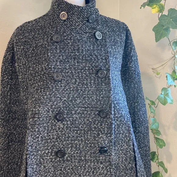 NEW Love stitch Central Park Cape Coat  Chic Double-Breasted Gray Coat size S/M