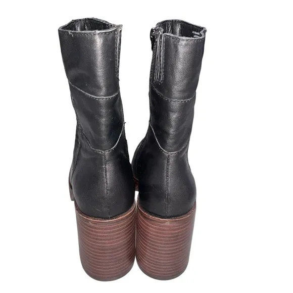 NEW Lucky Brand Omarey Black Leather Platform Boots size 10