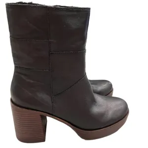 NEW Lucky Brand Omarey Black Leather Platform Boots size 10