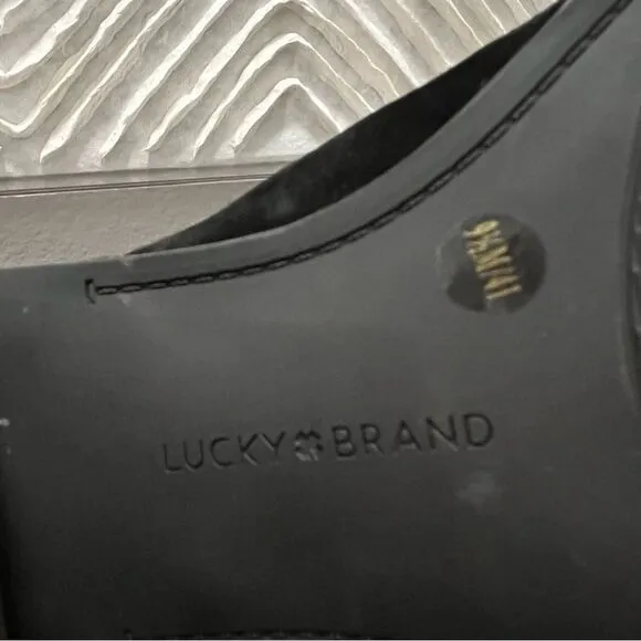 NEW Lucky Brand Jicole Black Suede Slouch Ankle Block Heel Bootie Boots 9.5