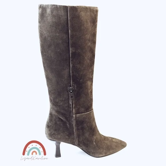 New! Madewell The Justine Leather Suede Knee Boot in Dark Carob