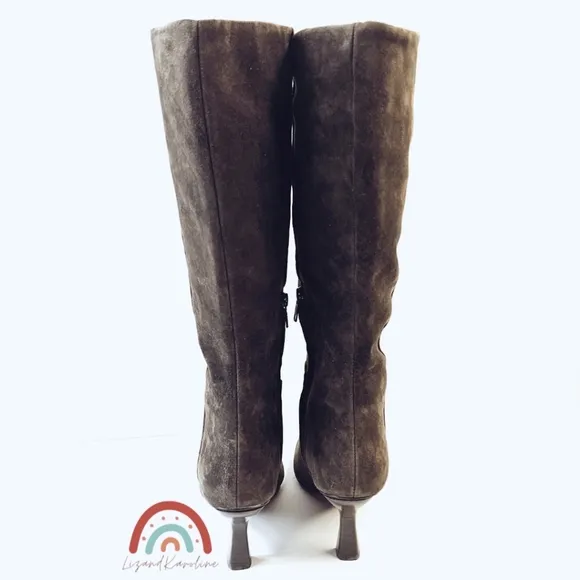 New! Madewell The Justine Leather Suede Knee Boot in Dark Carob