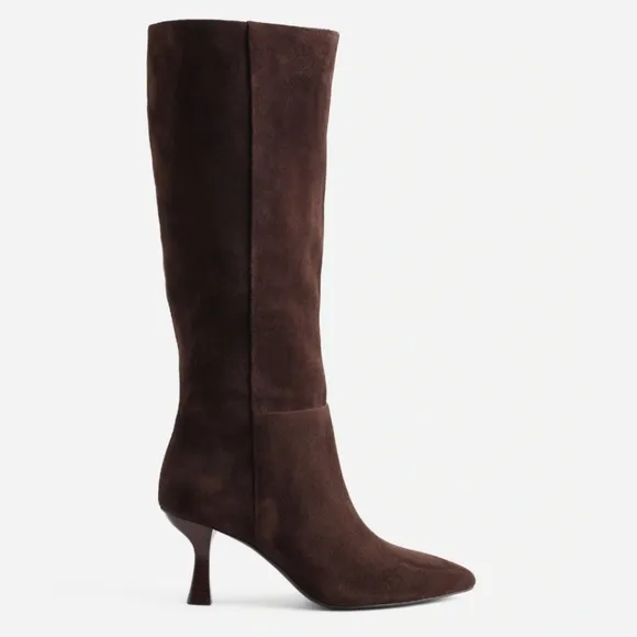 New! Madewell The Justine Leather Suede Knee Boot in Dark Carob