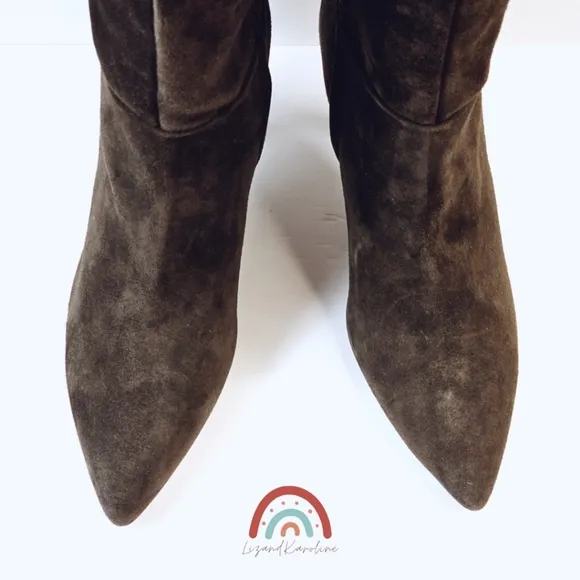New! Madewell The Justine Leather Suede Knee Boot in Dark Carob