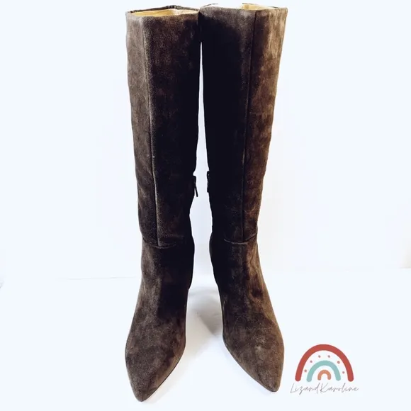 New! Madewell The Justine Leather Suede Knee Boot in Dark Carob