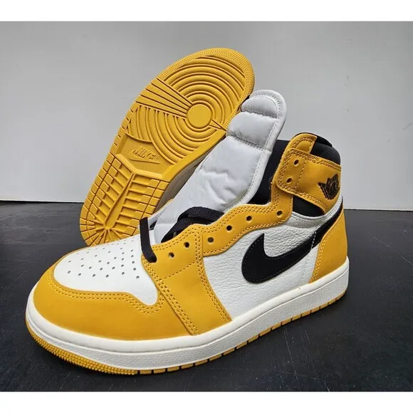 New Men's Size 10 [DZ5485-701] Jordan 1 Retro Hi OG Yellow Ochre Shoes SNEAKERS