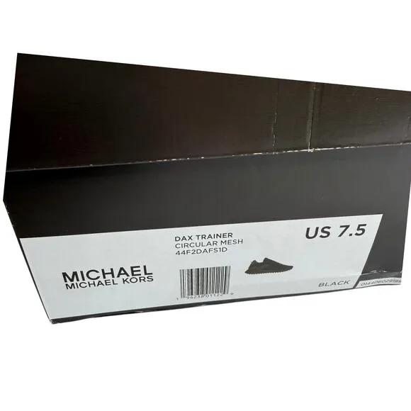 NEW Michael Kors Dax Leather SNEAKERS Logo &amp; Mesh Trainer Mens 7.5 SHOES Black