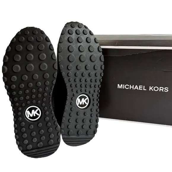 NEW Michael Kors Dax Leather SNEAKERS Logo &amp; Mesh Trainer Mens 7.5 SHOES Black