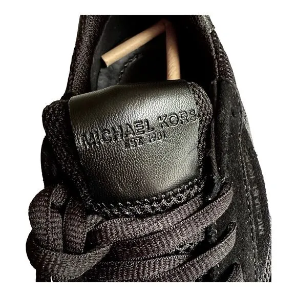 NEW Michael Kors Dax Leather SNEAKERS Logo &amp; Mesh Trainer Mens 7.5 SHOES Black