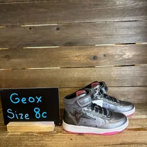 New NWOB Little Kids Geox Gray Leather High‎ Top Star Sneakers Shoes Size 8 C