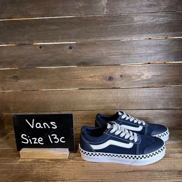 New‎ NWOB Little Kids Vans Ward Navy Blue Skateboarding Sneakers Shoes Size 13 C