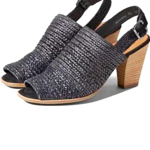 NEW Paul Green Helena Black Woven Slingback heel sandals women size 8
