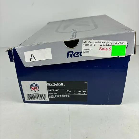 new Reebok vintage NFL White Passion Women's 9.5 US Oakland Raiders 2005 Rare