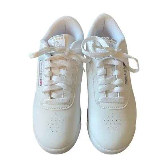 NEW! Reebok Womens 8 Classic Princess White Leather Running Shoes Sneakers