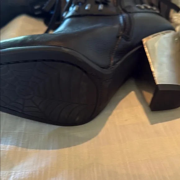 New Rock Fringed Black Leather Boots
