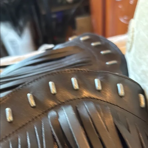 New Rock Fringed Black Leather Boots