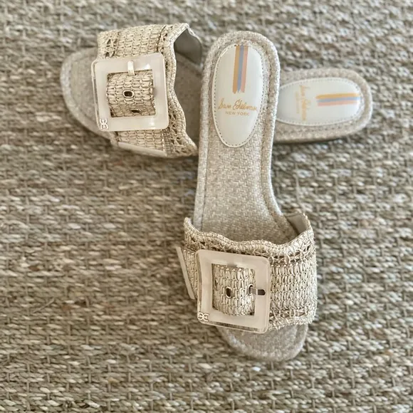 NEW Sam Edelman Bambi Raffia Buckle Slide Sandal
