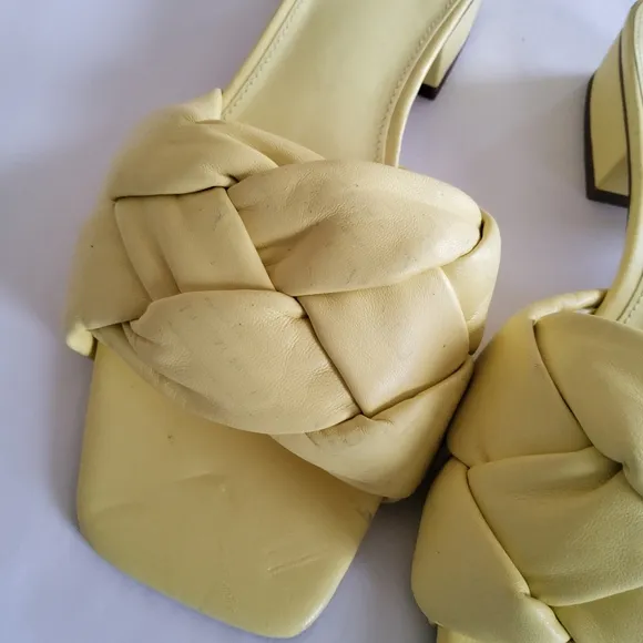 New Sam Edelman Dawson Braid Leather Slide Sandals Slipper Size 9 Yellow