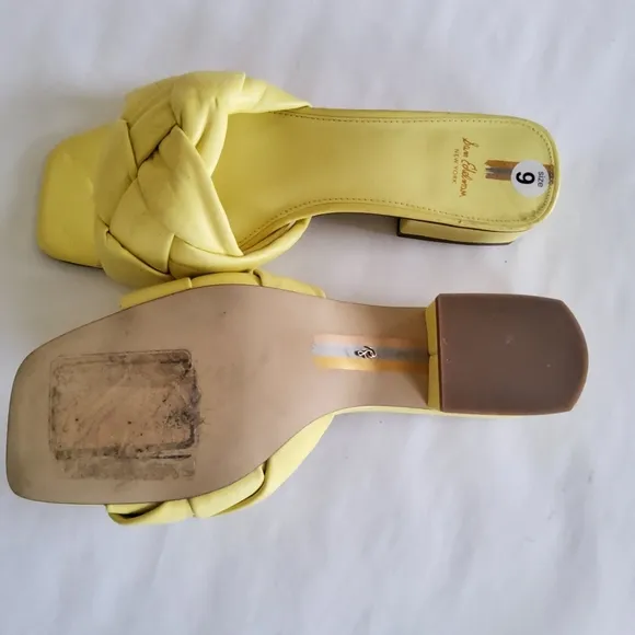 New Sam Edelman Dawson Braid Leather Slide Sandals Slipper Size 9 Yellow