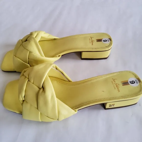 New Sam Edelman Dawson Braid Leather Slide Sandals Slipper Size 9 Yellow