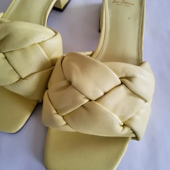 New Sam Edelman Dawson Braid Leather Slide Sandals Slipper Size 9 Yellow