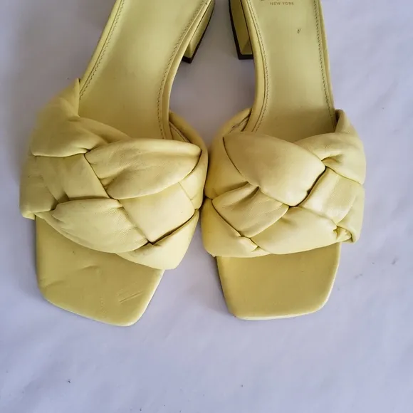 New Sam Edelman Dawson Braid Leather Slide Sandals Slipper Size 9 Yellow