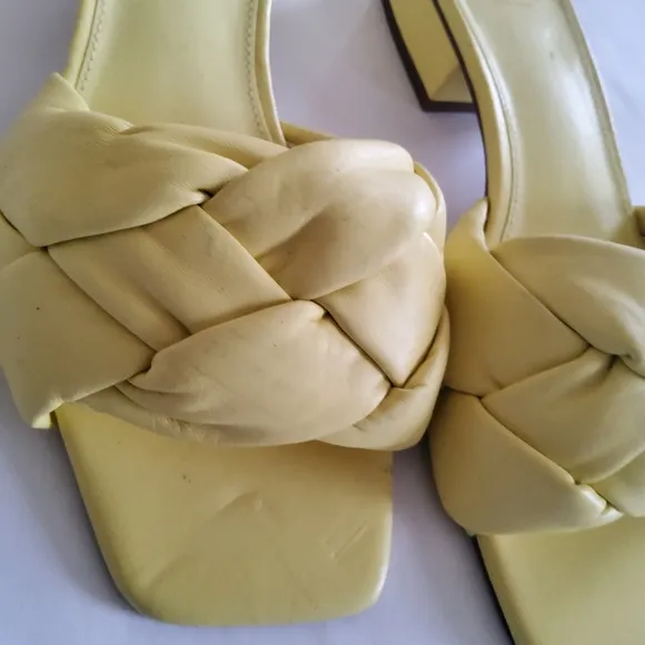 New Sam Edelman Dawson Braid Leather Slide Sandals Slipper Size 9 Yellow