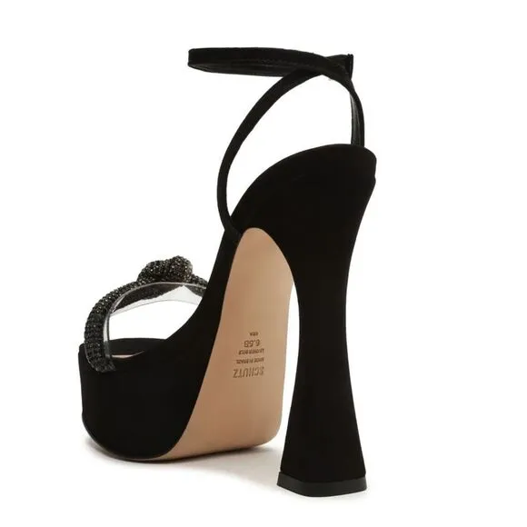 New SCHUTZ peaky platforms Shoes black suede rhinestone high heels 10 Revolve
