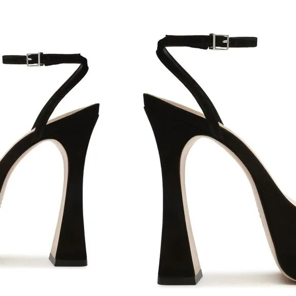 New SCHUTZ peaky platforms Shoes black suede rhinestone high heels 10 Revolve